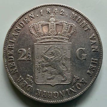 Nederland. Willem II. 2 1/2 Gulden 1842 (Zonder