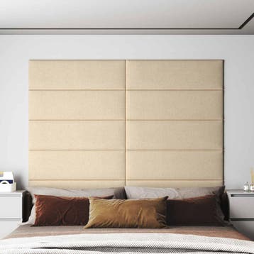 vidaXL Wandhoofdbord 12 st 90 x 30 cm Crème Stof, Doe-het-zelf en Verbouw, Platen en Panelen, Verzenden, Nieuw