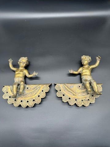 sculptuur, Sculture di putti - 32 cm - Brons, Antiek en Kunst, Antiek | Keramiek en Aardewerk