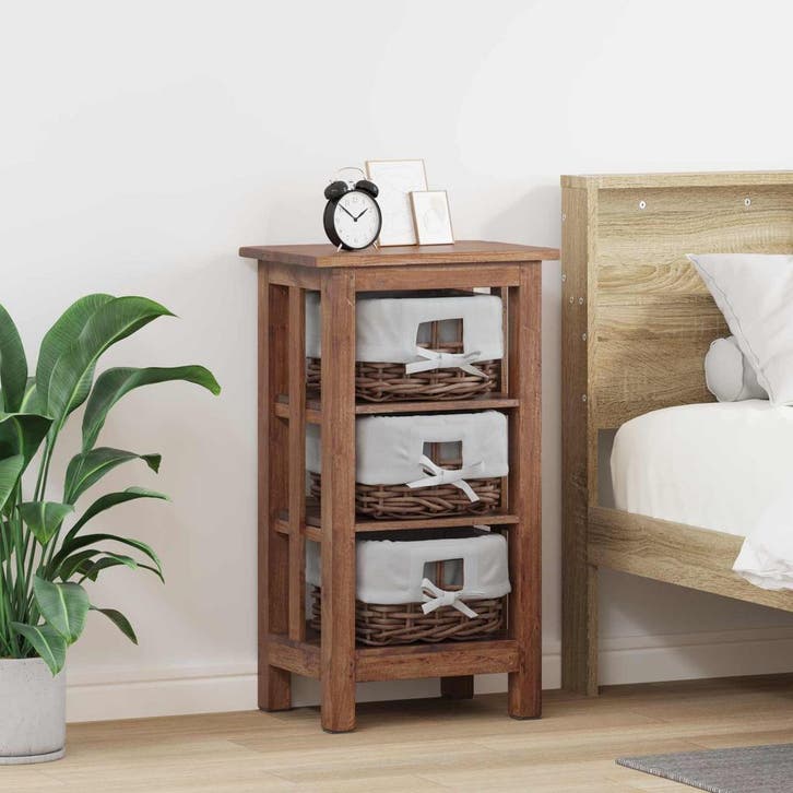 vidaXL Bijzettafel Bruin 38 x 28 x 72 cm Massief mahoniehout, Huis en Inrichting, Slaapkamer | Nachtkastjes, Nieuw, Minder dan 45 cm