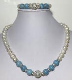 Ketting en armband van natuurlijke witte parel (10-12) en