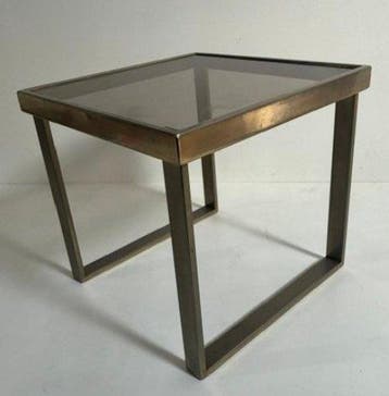 Bijzettafel - IJzer, Chroom, Glas - Bijzettafel van