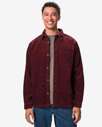 HEMA Herenovershirt Stef corduroy donkerrood, Kleding | Heren, Verzenden, Nieuw