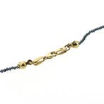 Kralenketting van blauwe moissanite met gouden slot, Sieraden, Tassen en Uiterlijk, Kettingen, Gebruikt, Overige kleuren, Ophalen of Verzenden