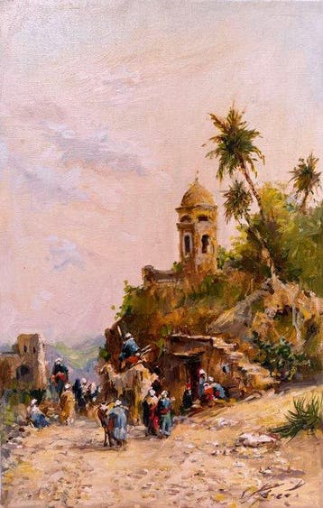 Mikhail Kraiev (1957) - Caravane aux Portes de la Ville -, Antiek en Kunst