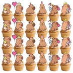 Capibara taart en cupcake topper set 24-delig, Verzenden, Nieuw, Taarten of Cupcakes, Versiering
