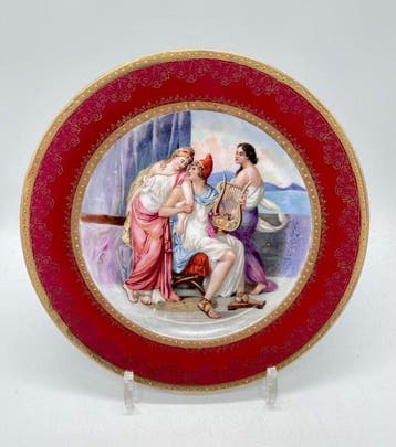 Onderbord - Porselein - Royal Vienna-stijl lading, Antiek en Kunst