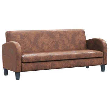 vidaXL Driezitsbank kunstsuède bruin, Huis en Inrichting, Verzenden, 150 tot 200 cm, Leer, Driepersoons