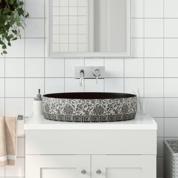 vidaXL Opzetwasbak ovaal 56,5x36,5x13,5 cm keramiek zwart en, Doe-het-zelf en Verbouw, Verzenden, Nieuw