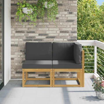 vidaXL Outdoor Midden- en Hoeksalon 2 Stuk Wit Massief, Verzenden, Nieuw, 2 zitplaatsen
