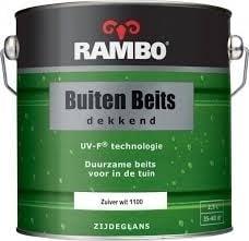 RAMBO buitenbeits 1100 Zuiverwit - 5 liter (HOUT - BEITS), 5 tot 10 liter, Wit, Nieuw, Beits