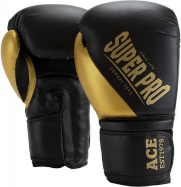 Super Pro Combat Gear ACE (kick)bokshandschoenen Zwart/Goud, Ophalen of Verzenden, Gebruikt