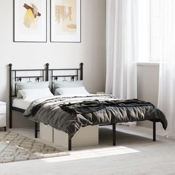 vidaXL Bedframe met hoofdbord metaal zwart 120x200 cm, Verzenden, Zwart, Nieuw, Twijfelaar