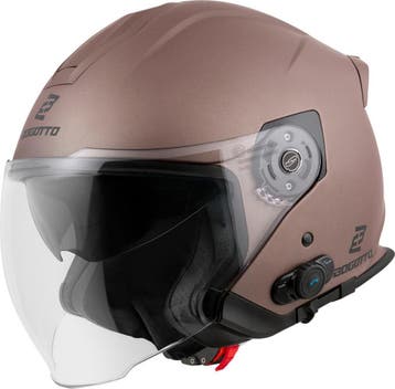Bogotto H586 BT Solid Mat Bruin Bluetooth Jethelm, Motoren, Kleding | Motorhelmen, Jethelm, XXL, Nieuw met kaartje, Overige merken