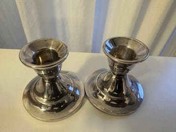 Kandelaar (2) - .835 zilver - zilveren kandelaar