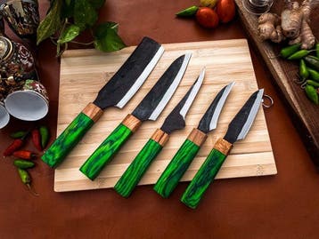 other - Keukenmes - Kitchen knife set - 702 - Staal, Hout,