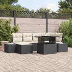 vidaXL Tuin Sofa Set met opslag 7 pcs Zwart Poly riet, Verzenden, Nieuw, Rotan, 7 zitplaatsen