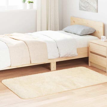 vidaXL Hoogpolig vloerkleed NAVARRA 80x150 cm polyester, Verzenden, Nieuw, Crème