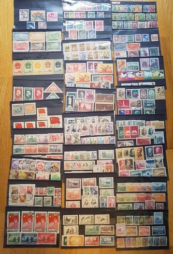 China 1912/1961 - Verzameling postzegels en series op fiches, Postzegels en Munten, Postzegels | Azië, Gestempeld