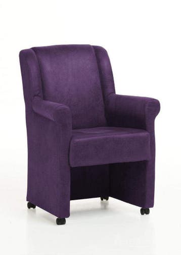 Eetkamerstoel Mandy met wielen - eetkamerstoelen - Paars, Huis en Inrichting, Nieuw, Stof