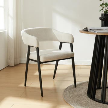 Eetkamerstoel Kohlmand set van 2 beige en zwart [en.casa], Huis en Inrichting, Verzenden, Nieuw