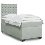 vidaXL Boxspring met matras fluweel lichtgrijs 90x200 cm, Huis en Inrichting, Slaapkamer | Bedden, 90 cm, Eenpersoons, Verzenden
