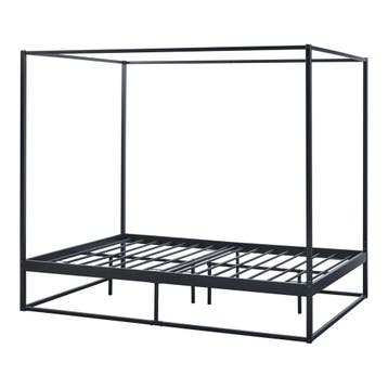 [en.casa] Hemelbed Kristianstad met bedbodem 140x200 cm zwar, Verzenden, Nieuw