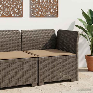 vidaXL Eénpersoons Tuinbank met Kussen Rattan Look PP, Tuin en Terras, Tuinsets en Loungesets, Verzenden, Nieuw