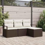 vidaXL Bankstel met kussen met opslag 4 pcs Bruin en Crème, Tuin en Terras, Tuinsets en Loungesets, Verzenden, Nieuw, Rotan