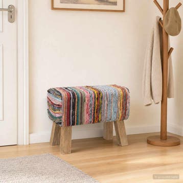 vidaXL Bank 60 x 30 x 45 cm Echt Leer Meerkleurig, Verzenden, Nieuw