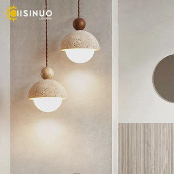 Natuurstenen Hanglamp Geel Travertin - Sfeervolle Verlichtin, Verzenden, Nieuw