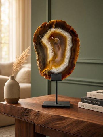 XXL Quality agate slice on stand - 4.2KG Gepolijste -