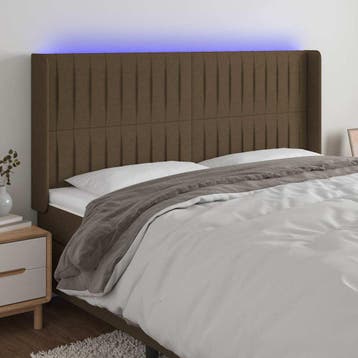 vidaXL Hoofdbord LED 163x16x118/128 cm stof donkerbruin, Verzenden, Nieuw, Bruin, Stof