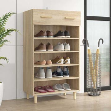 vidaXL Schoenenkast 60x35x105 cm bewerkt hout sonoma, Verzenden, Nieuw
