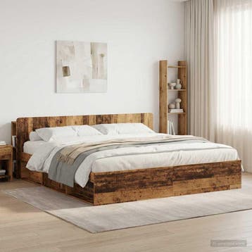 vidaXL Hoofdeinde kas met opslag Oud hout Bewerkt hout, Verzenden, Nieuw, Bruin, Hout