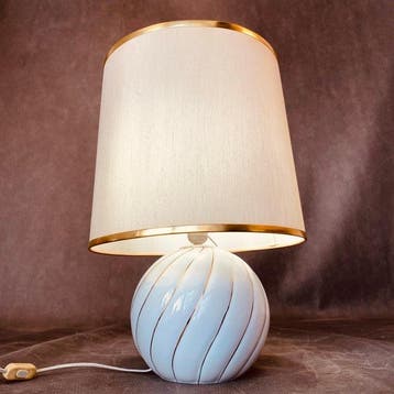 Lamp - Keramiek - Tafellamp van witte keramiek met gouden
