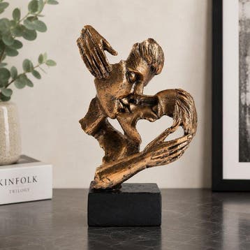 sculptuur, Abstract Lovers Sculpture – Bronze Effect Resin, Antiek en Kunst