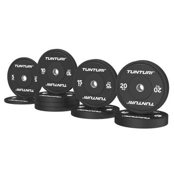 Tunturi Platinum Bumper Plate Black, 120kg, set, Verzenden, Nieuw