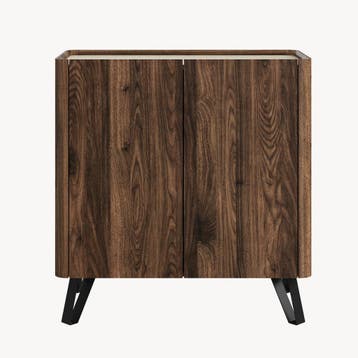 Kast Trorlon 83x80x40 cm Notenoptiek/Travertin [en.casa], Verzenden, Nieuw