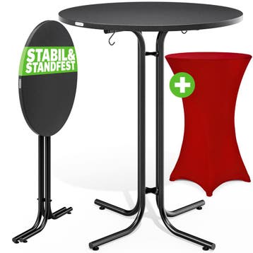 Statafel Grijs 110x80cm + statafelhoes Bordeaux Ø80cm, Verzenden, Nieuw