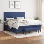 vidaXL Boxspring met matras stof blauw 180x200 cm, Eenpersoons, Nieuw, 80 cm, 200 cm