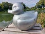 Figuur - Large silver bath duck - 44 cm - Polyresine