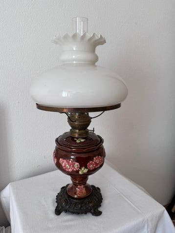 Onbekend - Olielamp - Onbekend - Opaline glas, keramiek,