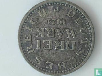 Duitsland - Duitse Rijk 3 mark 1924 (F), Postzegels en Munten, Munten | Europa | Niet-Euromunten, Verzenden, Duitsland, Losse munt