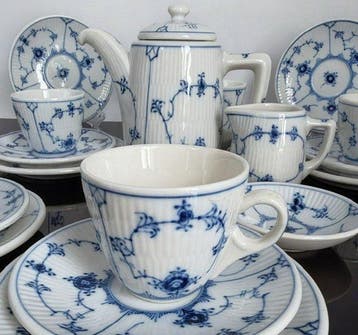 Royal Copenhagen - Koffieservies (24) - Mussulmalet Riflet-