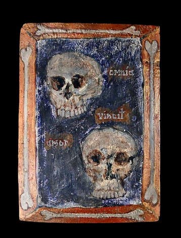 Wanddecoratie - Italië - Memento Mori houten paneel - 24 x