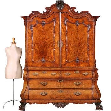 Prachtig gaaf  Hollands Kabinet met gespiegelde wortel panel, Antiek en Kunst, Ophalen of Verzenden