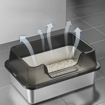 XL RVS Kattenbak met Deksel en Schep - Hoge Randen, Anti-aan, Verzenden, Nieuw