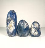 Set van 3 blauw-witte dumortieriet in kwarts Vrije vorm -