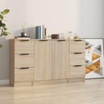 vidaXL Dressoirs 3 st bewerkt hout sonoma eiken, Verzenden, Nieuw, 50 tot 100 cm, 25 tot 50 cm